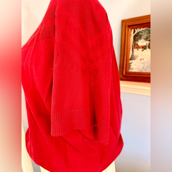 CJ Banks Red Short Sleeved Sweater Catdigan - Picture 4 of 16